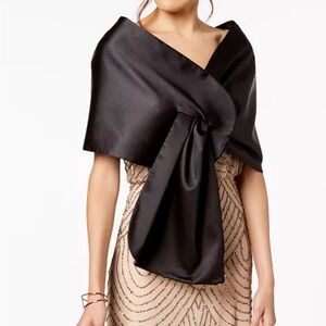 Adrianna Papell Solid Black Satin Shrug, Wrap, Scarf, Shawl